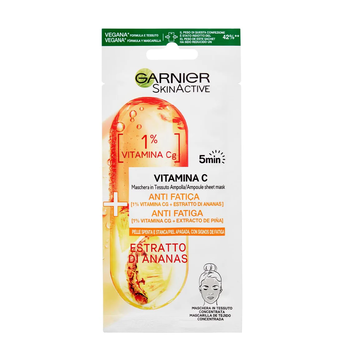 Skin Active Vitamina C Maschera In Tessuto Anti Fatica