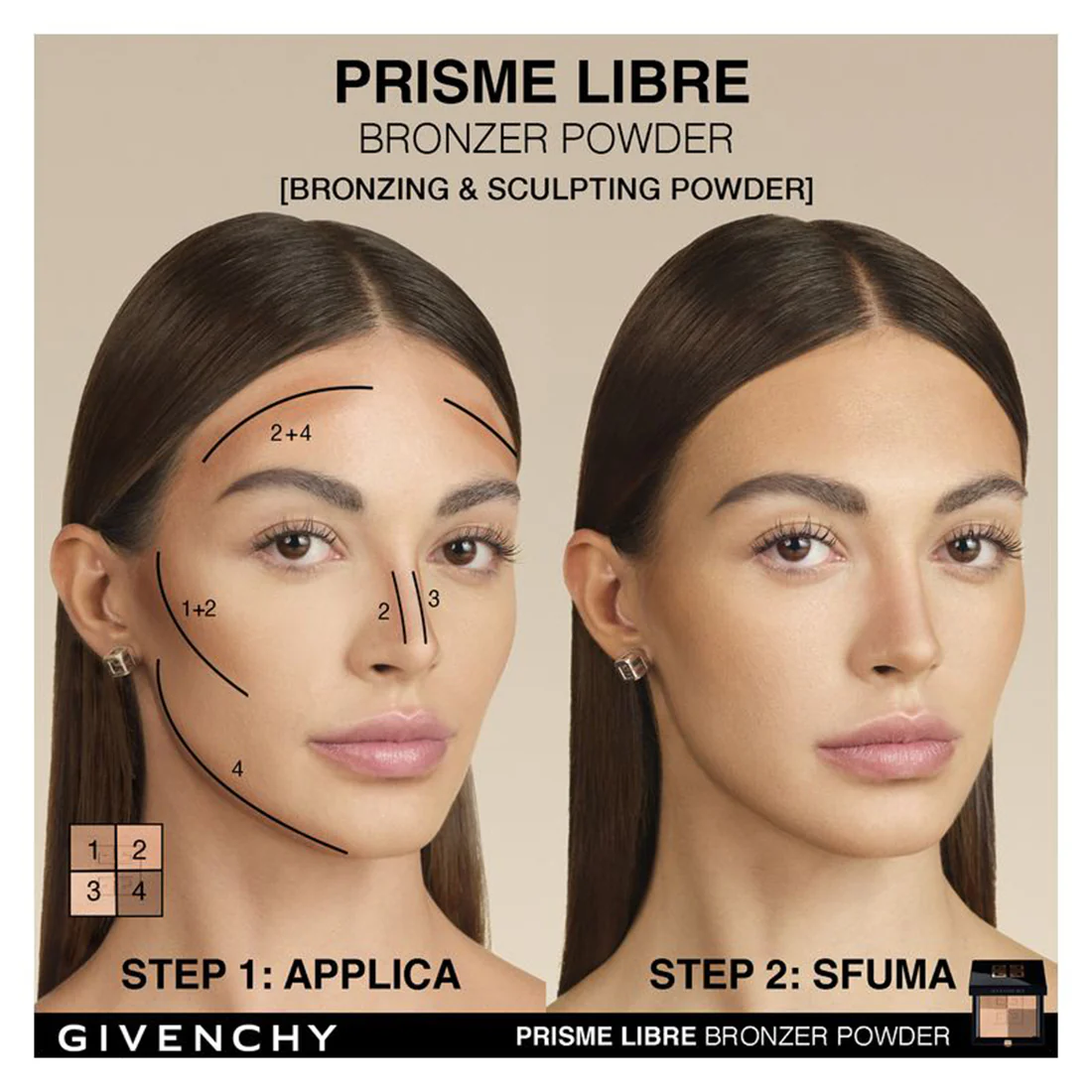 Prisme Libre Bronzing Powder Polvere Abbronzante E Per Contouring In 4-Colori - Image 3