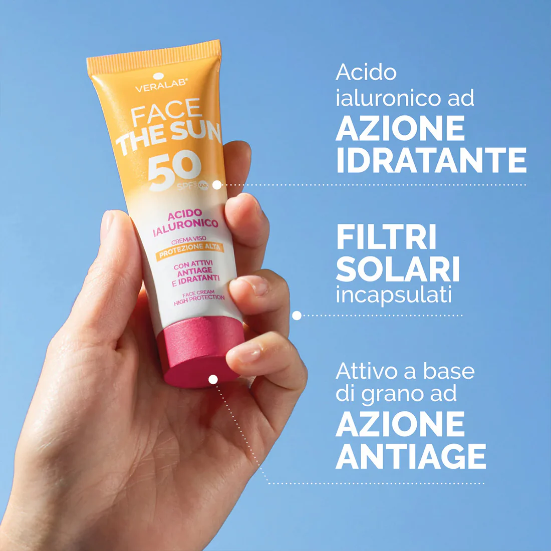 Face The Sun Crema Solare Viso con Attivi Anti-age Idratanti SPF 50 - Image 3